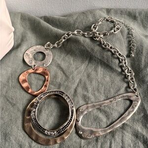 Mixed Metal Statement Necklace - Silver & Rose Gold